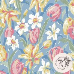Laura Ashley Vliesbehang | Tulips China Blue - Blauw