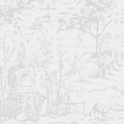 Laura Ashley Vliesbehang | Toile De Jouy Sugared Grey - Grijs