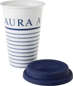 Laura Ashley Beker Candy Stripe Koffie Blauw 0,33 L -Coppenswarenhuis 8717823782762 3