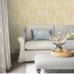 Laura Ashley Vliesbehang | Picardie Pale Gold - Geel - 10mx52cm -Coppenswarenhuis 9579326